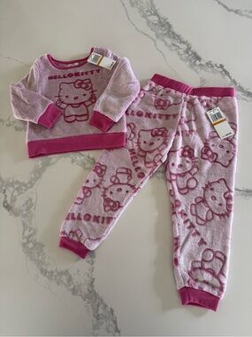 Hello Kitty Toddler Girls Cozy Plush Sweatshirt and Joggers 3T